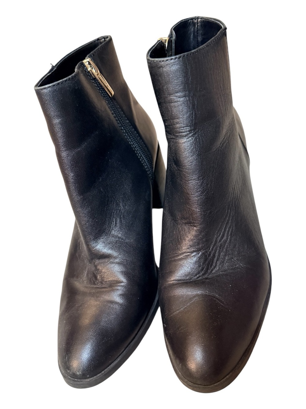 Vince Camuto Black Leather Ankle Boots with Side Zip business casual fall cozy